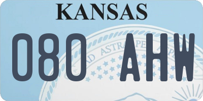 KS license plate 080AHW