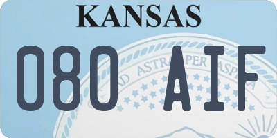 KS license plate 080AIF