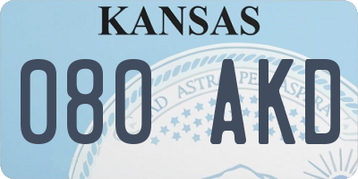 KS license plate 080AKD