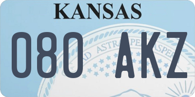 KS license plate 080AKZ