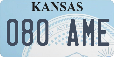 KS license plate 080AME