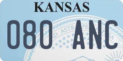 KS license plate 080ANC