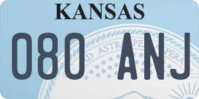 KS license plate 080ANJ