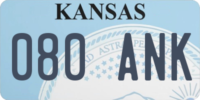 KS license plate 080ANK