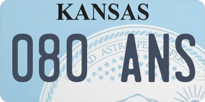 KS license plate 080ANS