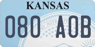 KS license plate 080AOB