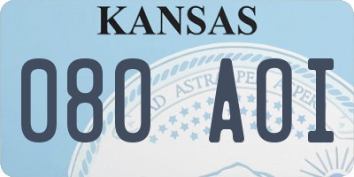 KS license plate 080AOI