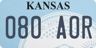 KS license plate 080AOR