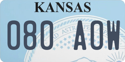 KS license plate 080AOW