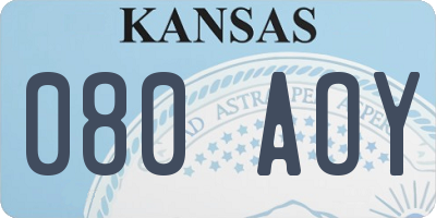 KS license plate 080AOY