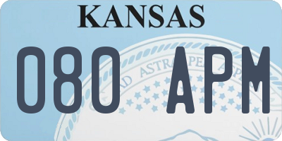 KS license plate 080APM