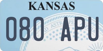 KS license plate 080APU