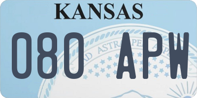 KS license plate 080APW
