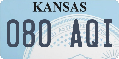 KS license plate 080AQI