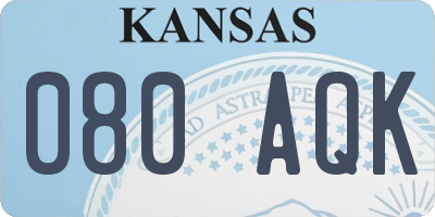 KS license plate 080AQK