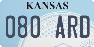 KS license plate 080ARD