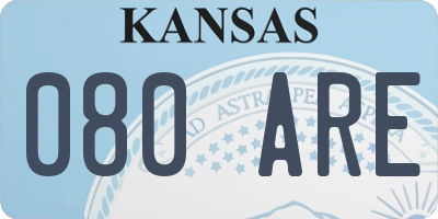KS license plate 080ARE