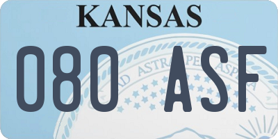 KS license plate 080ASF
