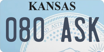 KS license plate 080ASK