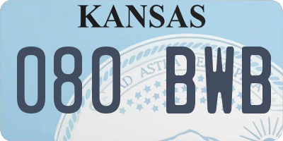 KS license plate 080BWB