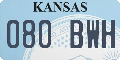 KS license plate 080BWH