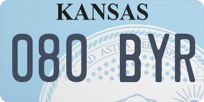 KS license plate 080BYR