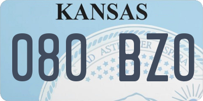 KS license plate 080BZO