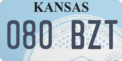 KS license plate 080BZT
