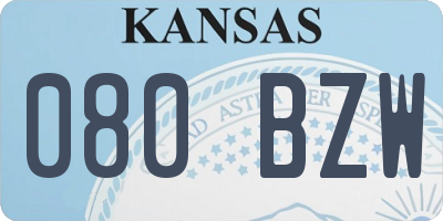 KS license plate 080BZW