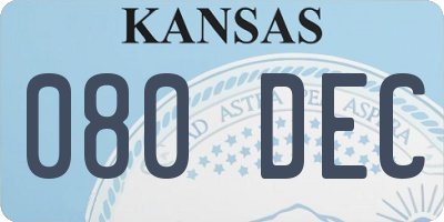 KS license plate 080DEC