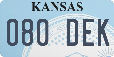 KS license plate 080DEK