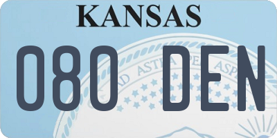 KS license plate 080DEN