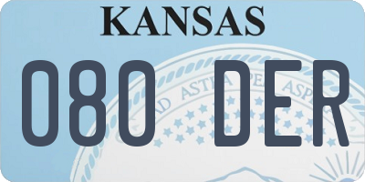 KS license plate 080DER