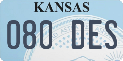KS license plate 080DES