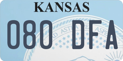 KS license plate 080DFA
