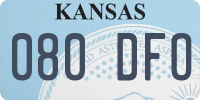 KS license plate 080DFO
