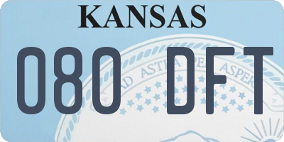 KS license plate 080DFT