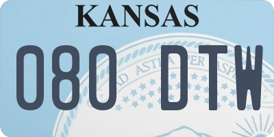 KS license plate 080DTW