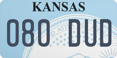 KS license plate 080DUD
