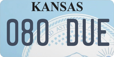 KS license plate 080DUE