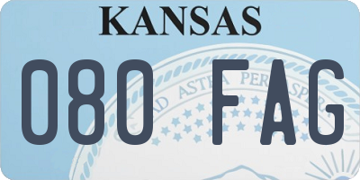 KS license plate 080FAG