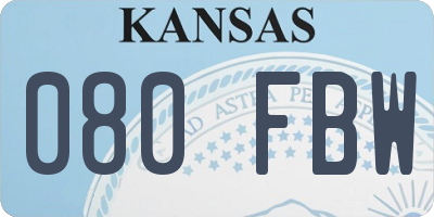 KS license plate 080FBW