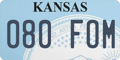 KS license plate 080FOM