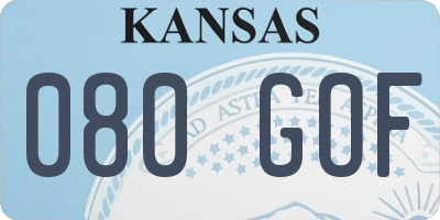 KS license plate 080GOF