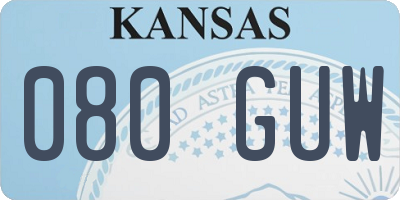 KS license plate 080GUW