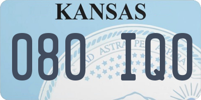KS license plate 080IQO