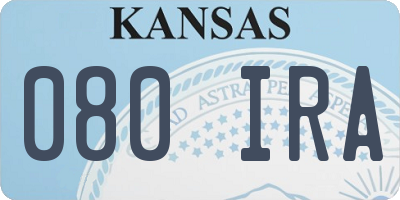 KS license plate 080IRA