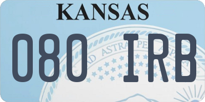 KS license plate 080IRB