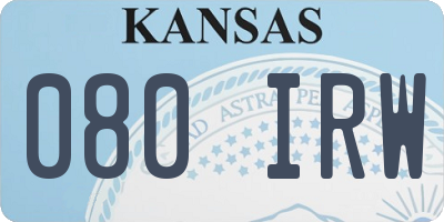 KS license plate 080IRW