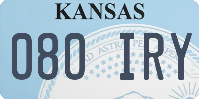 KS license plate 080IRY